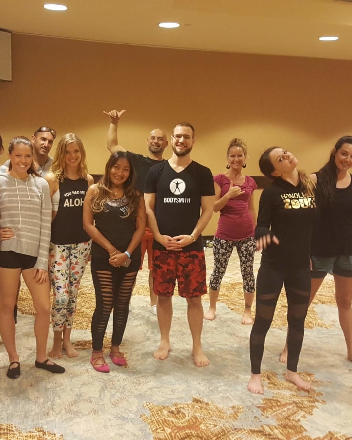 Ben Smith in Honolulu Hawaii with a group of dancers